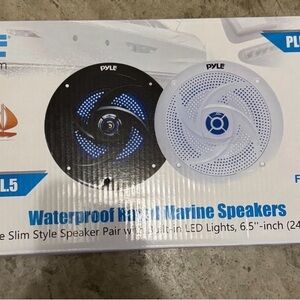 240W Pyle 6.5" Low-Profile Marine Speakers w/LED Lights - Waterproof PLMRS63BL